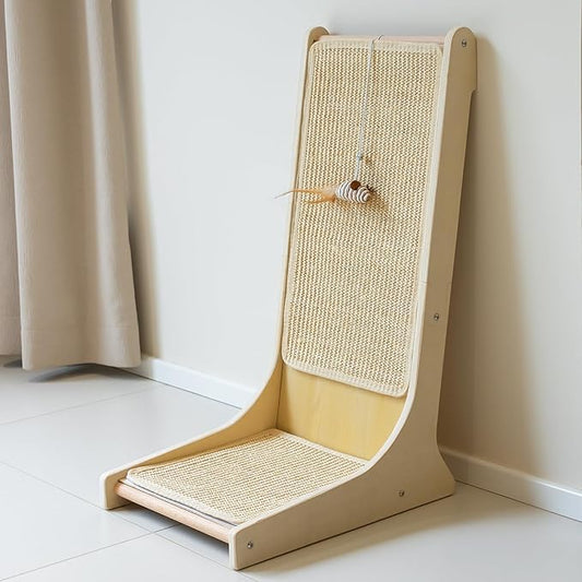 PETKARAY Sisal Cat Scratcher, Upright Cat Scratch Pad Wall Mounted, Vertical Scratching Post Alternative, L Shape Scratching Board 105°