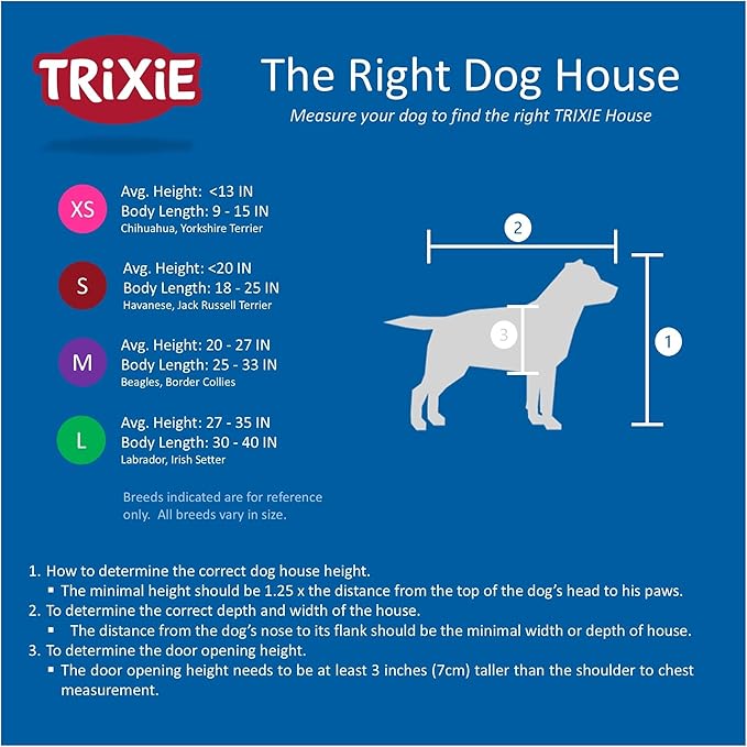 TRIXIE Natura Barn Style Dog House – Large Dog House Outdoor with Weatherproof Sealer & Peaked Roof, Wooden Dog House with Adjustable Legs for Medium- to Large-Sized Dogs – 43 x 31.5 x 40 in