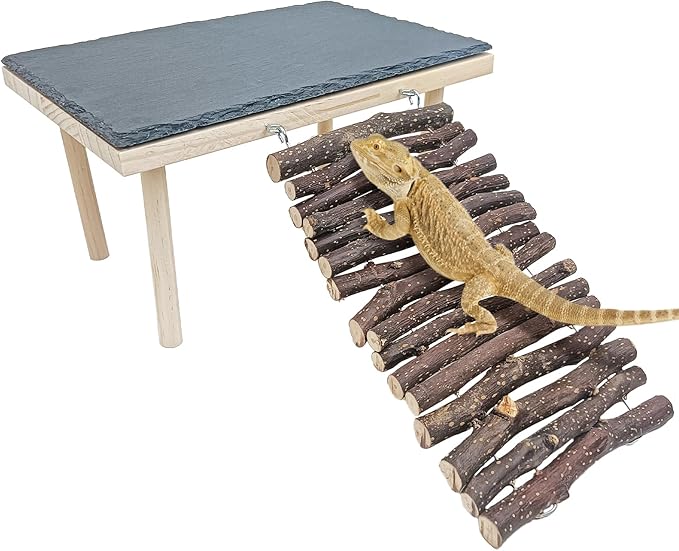 BNOSDM Bearded Dragon Basking Rock Platform with Climbing Ramp Reptiles Hideout Hide Cave Reptile Tank Accessories Suit for Tortoise, Lizard, Toad, Gecko (Small)