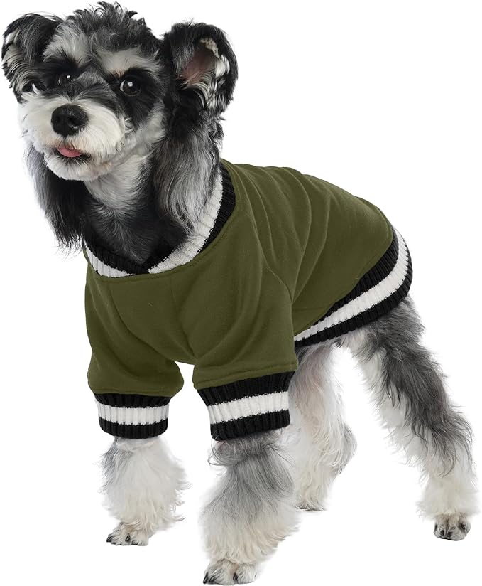 FUAMEY Dog Pullover Sweatshirt，Dog Winter Sweaters Warm Dog Clothes Dog Vest Thick Puppy Pullover Soft Pet Fleece Sweater Cute Doggie Boy Girl Outfit for Small Medium Dogs Green S
