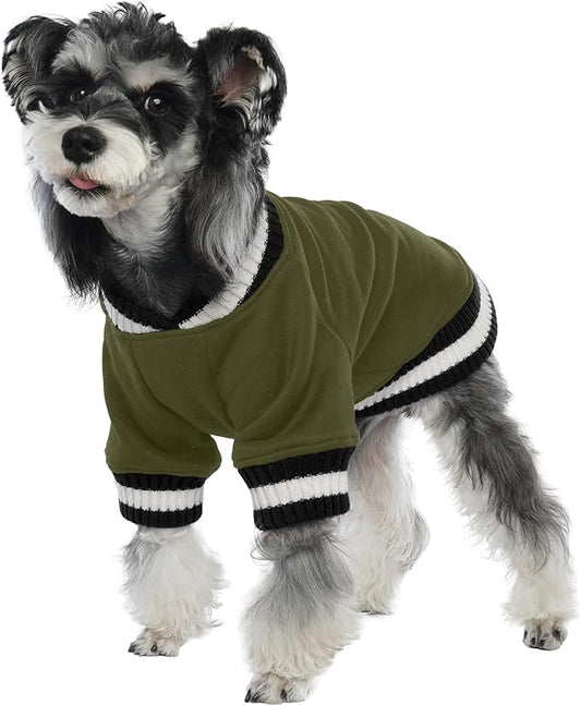 FUAMEY Dog Pullover Sweatshirt，Dog Winter Sweaters Warm Dog Clothes Dog Vest Thick Puppy Pullover Soft Pet Fleece Sweater Cute Doggie Boy Girl Outfit for Small Medium Dogs Green S