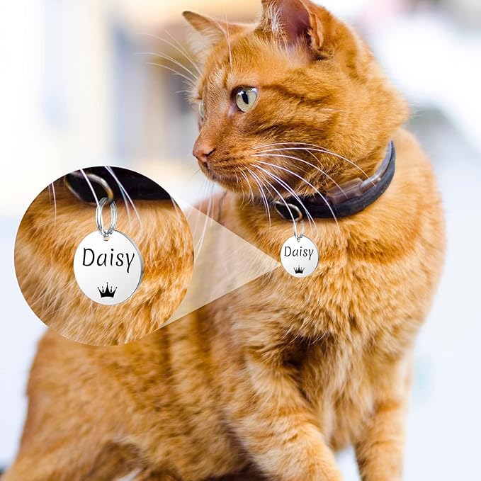 YEHANTI Dog Tags Engraved for Pets Personalized, Custom Stainless Steel Dog Tags and Cat Tags with Various Cute and Beautiful Icons, Double Sided Engraved Pet ID Tags Dog Name Tag, Round