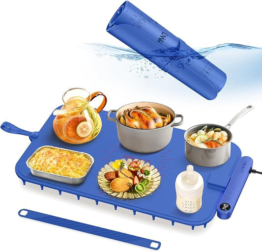 Waterproof Food Warming Mat, Color-Changing Electric Heating Tray with 6-Level Temperature Control, 1-6h Timers, Dishwasher-Friendly Food Warmer Mat for Parties, Buffets, and Kitchen Use.