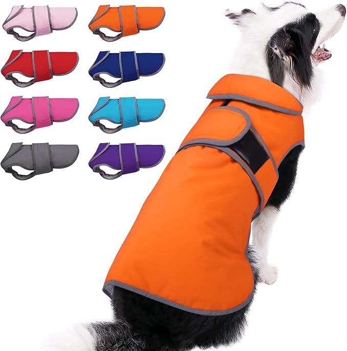 MIGOHI Warm Dog Coat Winter Dog Jacket,Waterproof Cold Weather Coats for Dogs,Fleece Jacket for Small Medium Large Dogs,Reflective Thick Fleece Vest with Leash Hole