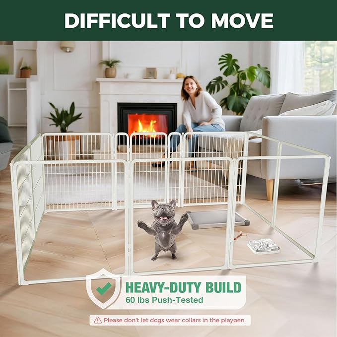 FXW Homeplus Unleashed Indoor Dog Playpen - Stress-Free and Safe Play, Heavy Duty 32 Inch 5 Acrylic Panels + 5 Wire Panels Dog Pen for Small and Medium Dogs, White│Patented