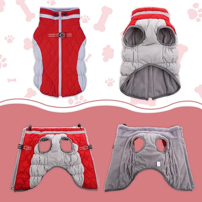 Lelepet Dog Coat Warm Dog Winter Coat Waterproof Dogs Jacket with Harness Built in Reflective Pet Fleece Vest Zip-Up Cold Weather Coats for Extra Large Dogs Turtleneck & Windproof Coats Great Dane 3XL
