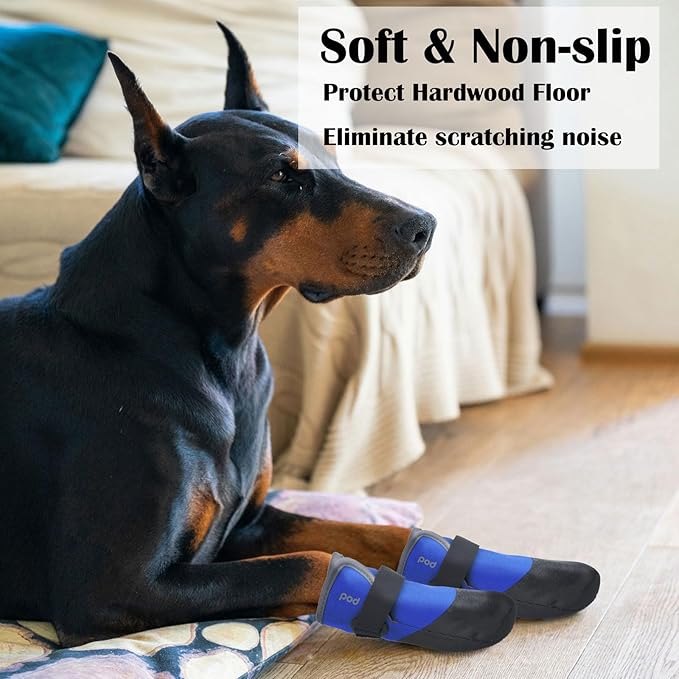 Dog Shoes Lightweight Dog Boots-Breathable Knitted Paw Protector with Adjustable Strap for Hot Pavement, Rain Walking, Hardwood Floors Anti Slip Reduce Noise, Prevent Licking Paws(Blue,M)