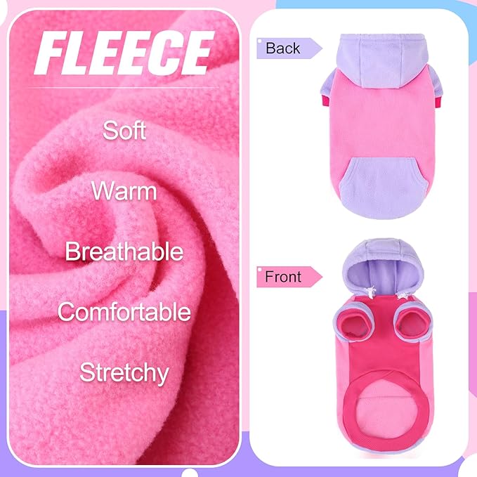 BEAUTYZOO Fleece Dog Hoodie Sweatershirt with Pocket and Leash Hole, Stretchy Small Medium Large Sized Dogs Clothes for Fall Winter Cold Days, Color Designer Warm Dog Jackets,French Bulldog Coats