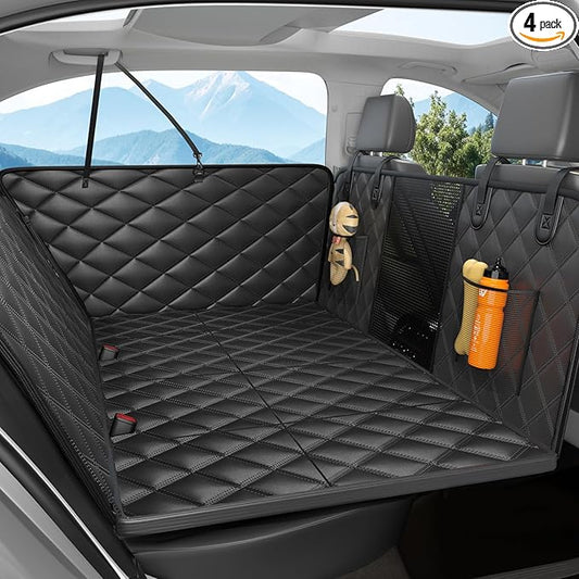 Dog Car Seat Cover for Back Seat, Hard Bottom Back Seat Extender for Dogs - Supports 400lbs, 2025 New Waterproof, Scratch Resistant, Anti Slip Portable Dog Hammock,Suitable for Cars, SUVs and Trucks