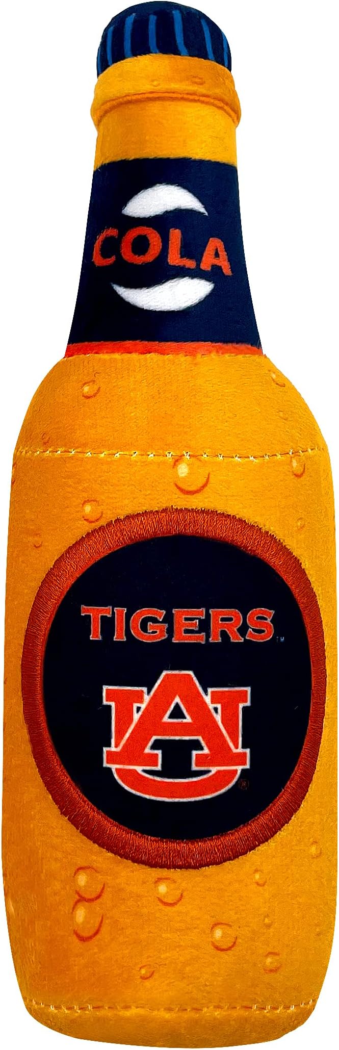 NCAA Auburn Tigers Beer Bottle Plush Dog & CAT Squeak Toy- Cutest Stadium SODA Bottle Snack Plush Toy for Dogs & Cats with Inner Squeaker & Beautiful Football/Basketball Team Name/Logo