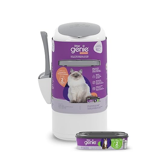 Litter Genie Style Pail Cat Litter Box Waste Disposal System for Odor Control Includes 1 Square Refill Bag