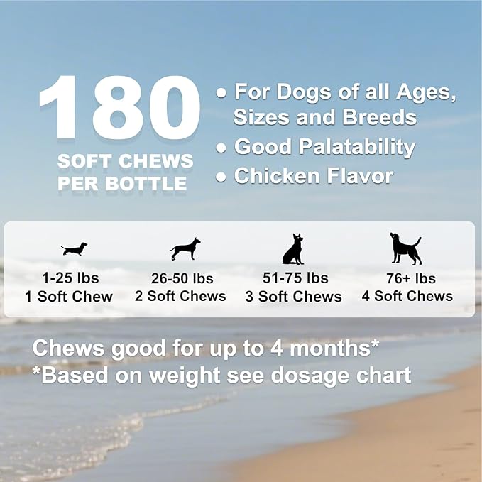 Probiotics for Dogs, Dog Probiotics for Digestive Health and Itchy Skin with 7 Enzymes & 2 Prebiotics. Pet Probiotics lab - Helps Diarrhea, Yeast Infection, Allergies & Immune System -180ct