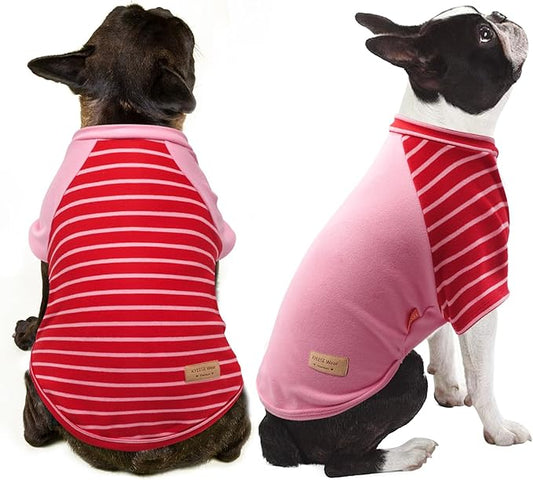 KYEESE 2Pack Dog Sweater Stretchy Cat Clothes Soft Pet Coat Comfy Pet Fleece Sweater Lightweight Dogs Sweatshirt Cat Sweaters with Sleeves Pullover Dog Sweaters for Small Dogs Girl for Cold Weather