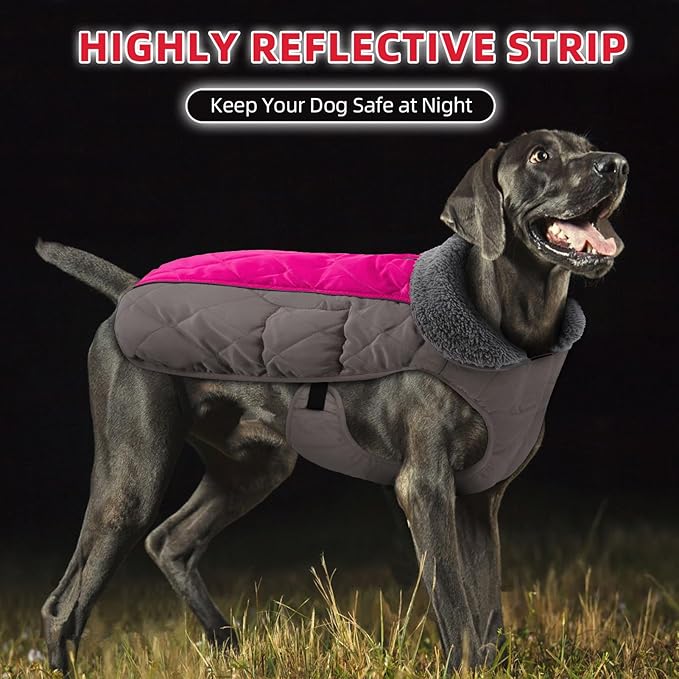 Doglay Dog Coat, Waterproof Dog Jacket Pet Winter Coat for Cold Weather with Thicken Furry Collar, Reflective Puppy Winter Jacket Warm Fleece Lining for Small Medium Large Pets