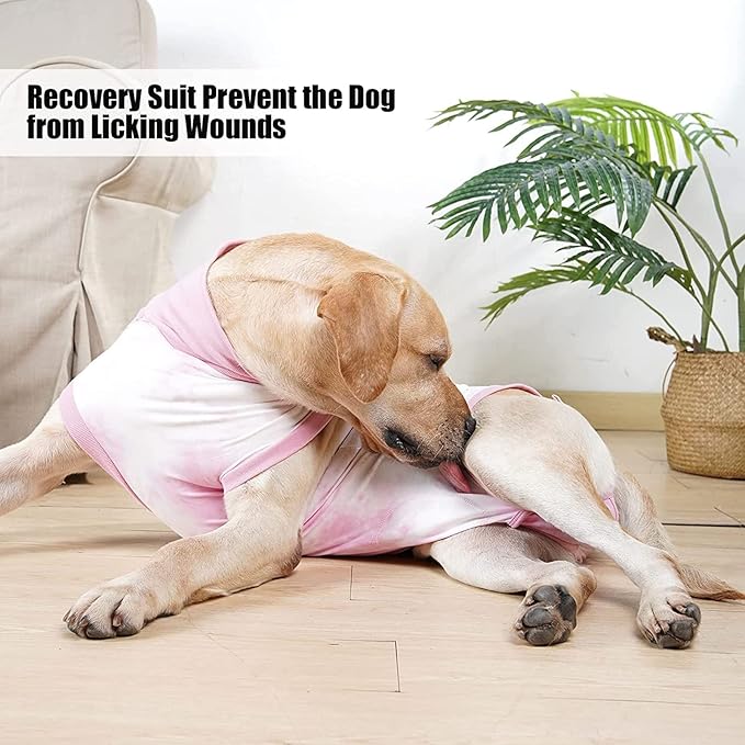 Recovery Suit for Dogs Male/Femalesurgery Tie Dye Dog Shedding Suitwound After Surgery Wear, Prevent Licking Wounds, E-Collar & Cone Alternatives M Pink2