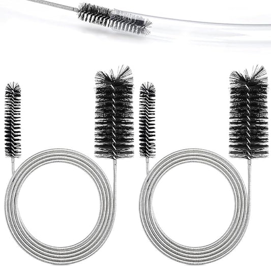 2-Pack Flexible Dual-Ended Aquarium & Kitchen Tube Brush – Stainless Steel Core with Durable Black Plastic, 61-Inch Long Cleaning Tool for Hoses, Pumps, and Narrow Pipes（Black）