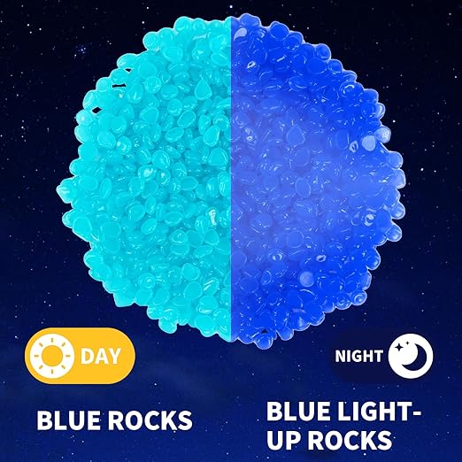 15000 Pcs Glow in The Dark Rocks Glowing Stones Glowing Fish Tank Pebbles Luminous Stone Glowing Stones for Garden Outdoor Patio Yard Landscaping Aquarium (Dark Blue)