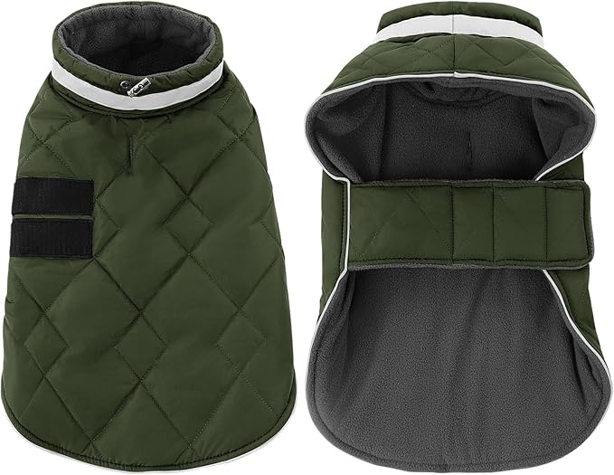 Dog Winter Coat Warm Padded Puppy Jacket Windproof Water Resistant Clothes for Small Medium Large Pets Christmas Sweater Outfit Vest(Green, 3XL)