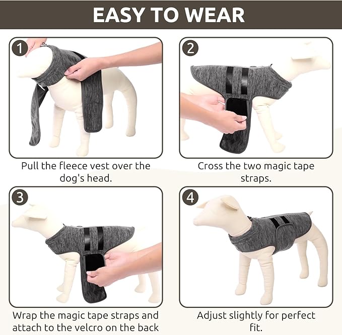 Queenmore XXL Dog Sweater, Soft Fleece Vest Pullover Dog Jacket with Leash Hole, Warm Winter Dogs Clothes Cold Weather Doggy Dachshund Sweaters for Large Dogs Cats Boy or Girl (Cationic Gray, XXL)