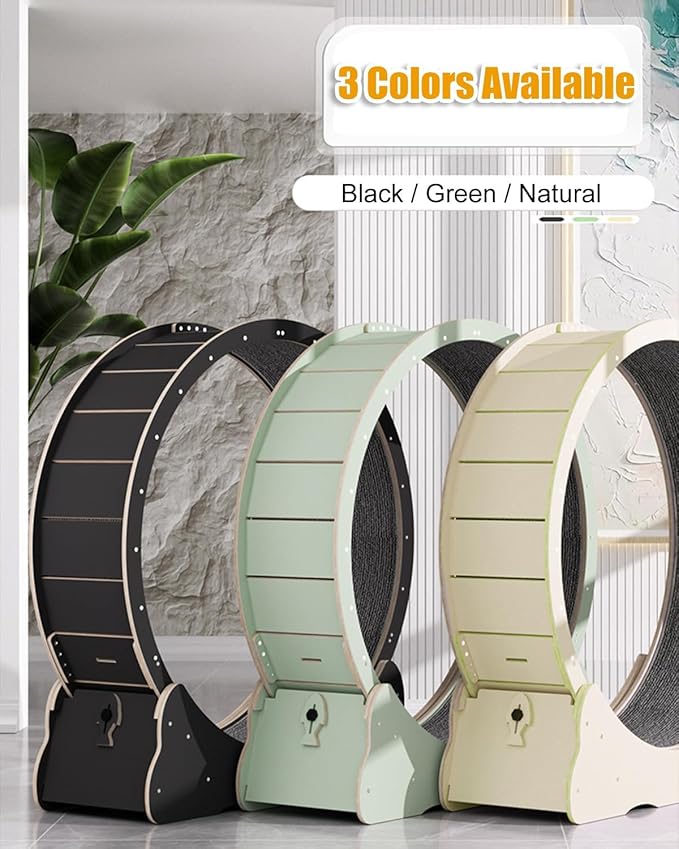 Large Cat Exercise Wheel 40 inch - Natural Solid Wood Cat Wheel Exerciser for Indoor Cats, Safety Cat Treadmill with Lock & Minimized Gapdesign