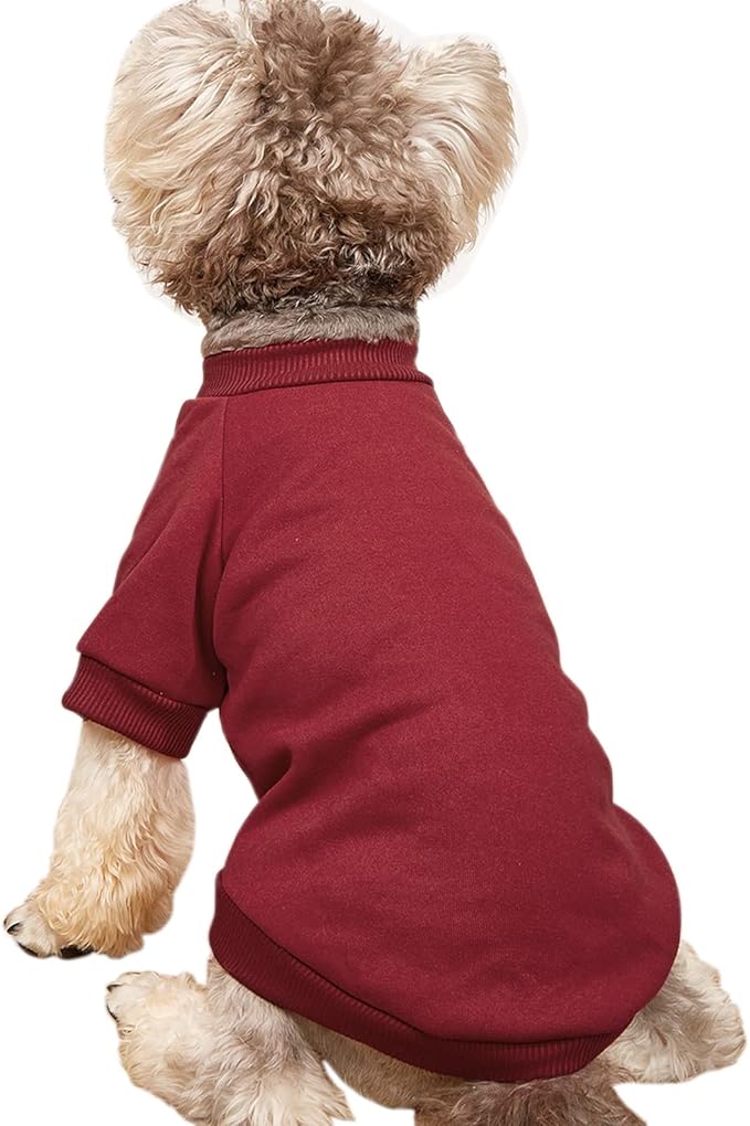 Puppy Sweater for Small Dogs Clothes Warm Winter Cat Clothe Pet Sweatshirt Knitwear Doggie Kitten Clothing, Wine, XX-Small