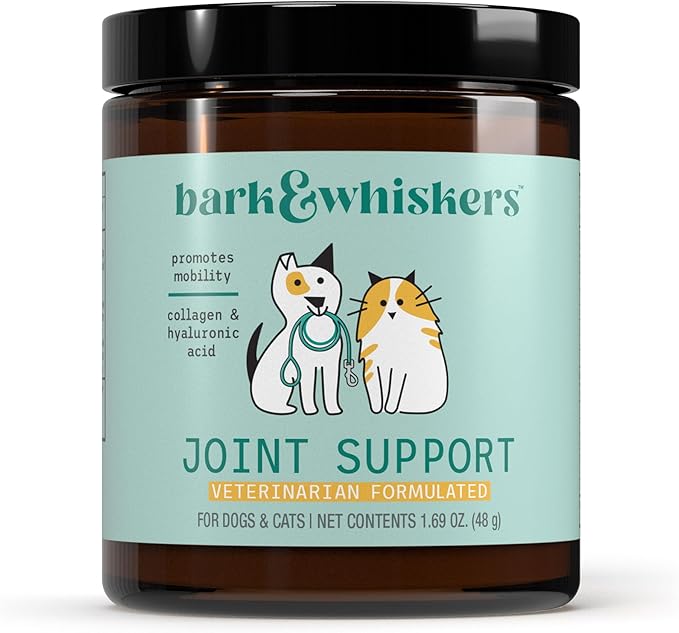 Bark & Whiskers Joint Support for Dogs & Cats, 1.69 Oz. (48 g), Collagen & Hyaluronic Acid, Promotes Mobility, Veterinarian Formulated, Non-GMO, Dr. Mercola