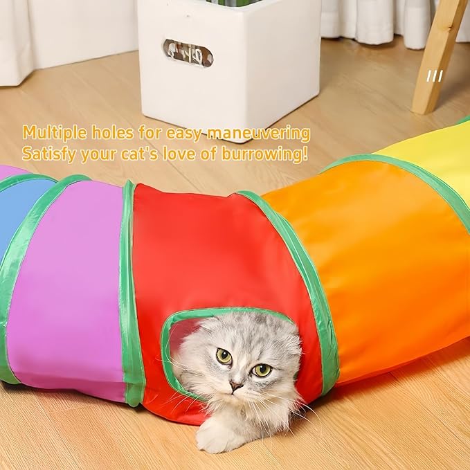 Cat Tunnel for Indoor Cats, Collapsible Cat Play Tunnel,Interactive Toy Maze Cat House with 1 Playball for Cats, Puppy, Kitty, Kitten,