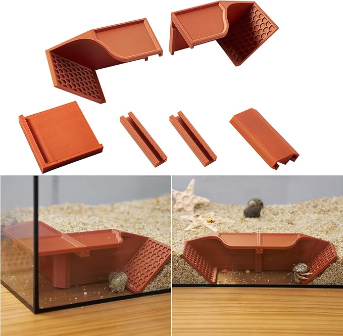 Hermit Crab Underground Hideout Cave Corner, 3 in 1 Multiple Shape Hermit Crab Climbing Accessories, Reptile Tank Accessories for Gecko Frog Tortoise