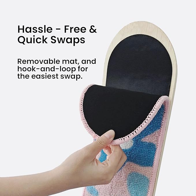 Wall Mounted Cat Scratching Board Skateboard Style (24"x6") - Reusable Wooden Board + Replaceable Cat Scratcher Map with Mounted Setup