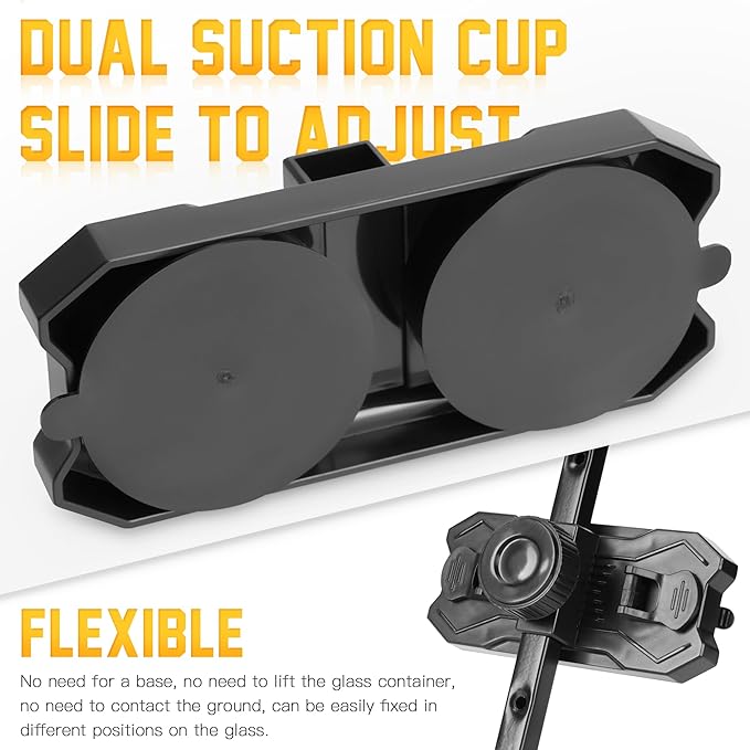 Reptile Glass Mount Lamp Stand, Adjustable Heat Light Fixture Holder with Glass Suction Cup, Suitable for Terrarium Dome Lamp
