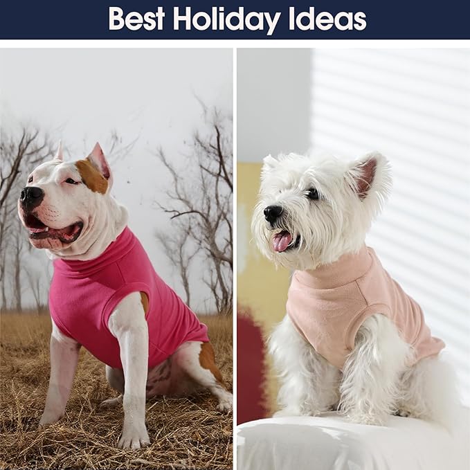 IECOii 2 Pack 2XL Fleece Dog Sweater, Warm Soft Sweaters for Large Dogs Boy Girl, Stretchy and Comfortable Fall & Winter Coats for Holiday, Daily Wear, Outdoor Playing (Size XXL, Blue & Red)