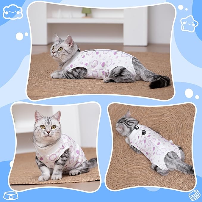 Cat Recovery Suit Female, Breathable Cat Onesie After Surgery Female for Abdominal Wounds or Skin Diseases, Surgery Recovery Suit Kitten Onesie After Spay Wear Anti Licking