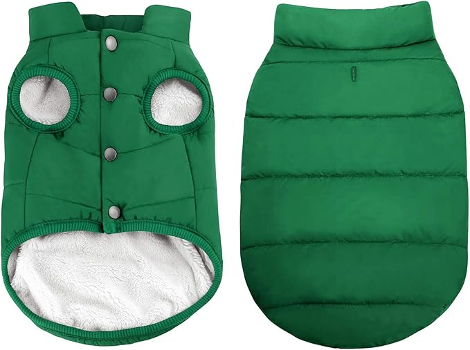 ASENKU Dog Winter Coat - Waterproof Windproof Dog Jacket, Warm Snowproof Doggie Puffer Vest for Cold Weather, Lightweight Snow Coats for Small Medium Large Dogs(M, Green)