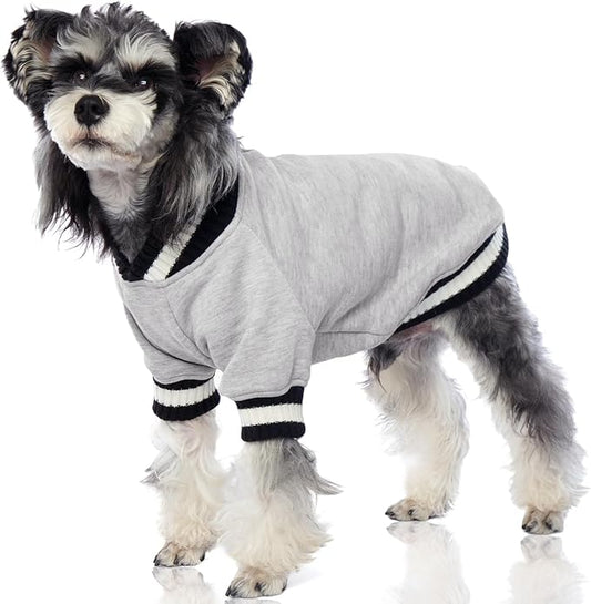 FUAMEY Dog Pullover Sweatshirt，Dog Winter Sweaters Warm Dog Clothes Dog Vest Thick Puppy Pullover Soft Pet Fleece Sweater Cute Doggie Boy Girl Outfit for Small Medium Dogs Grey M