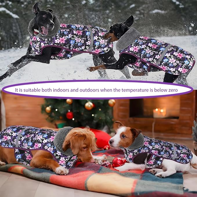 Doglay Dog Coat, Waterproof Dog Jacket Pet Winter Coat for Cold Weather with Thicken Furry Collar, Reflective Puppy Winter Jacket Warm Fleece Lining for Small Medium Large Pets