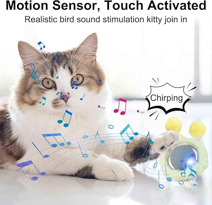 Interactive Cat Toys for Indoor Cats, Automatic Motion Cat Toy in Pouch Fast Rolling Ball in Play Mat Hide and Seek Mouse Catching Game with Chirping Stimulation,Led Light,Auto On/Off(Grey)