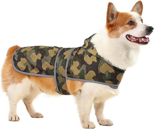 Dog Raincoat Hooded,Waterproof Rain Coat for Dogs with Adjustable Belly Strap,Reflective Strips, Lightweight Slicker Poncho Rain Jacket for Small Medium Large Dogs