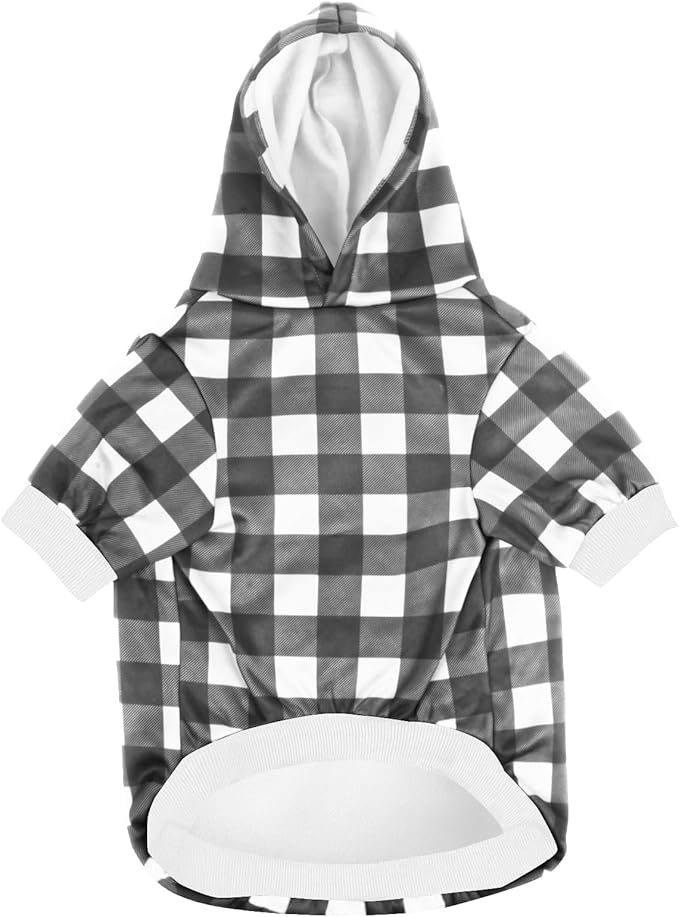 GreenJoy Plaid Dog Sweaters Hoodies Sweatshirts for Dogs Cats, Warm and Soft Cold Weater Coats for Christmas (Black, XX-Large)