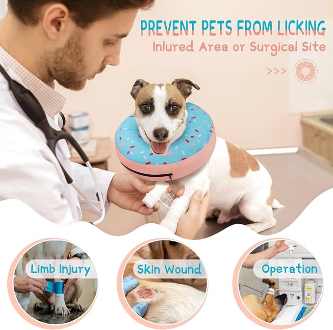 Supet Inflatable Dog Cone Collar Alternative After Surgery, Dog Neck Donut Recovery E Collar for Neuter, Soft Pet Cone for Small Medium Large Dogs