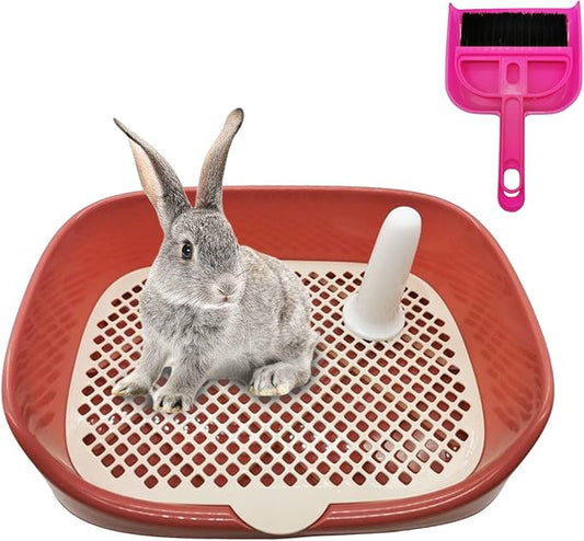 Tfwadmx Rabbit Litter Box Guinea Pig Litter Boxes Small Animal Toilet Corner Pan Rectangle Potty Trainer for Ferret, Chinchilla(15.7" x 11.8" x 3.9",Red)