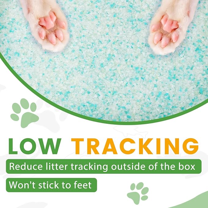 NEWORD Crystals Cat Litter Superior Odor Control 14 lbs Total (2 Pack of 7lb Bags) Soft-On-Paws Low Tracking Dust-Free Green Silica Gel, Aloe Vera Fragrance