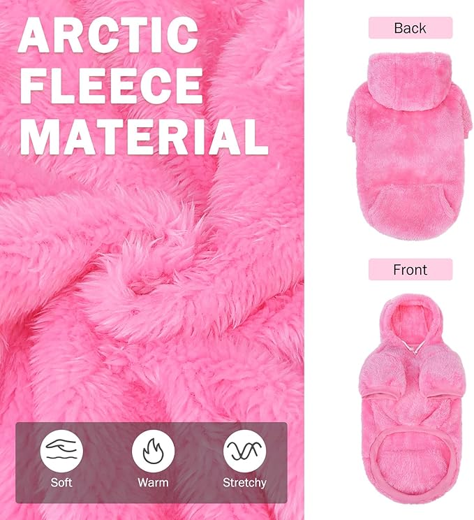 SCENEREAL Fuzzy Dog Sweater/Hoodie for Small Medium Large Dogs, Fleece M Sized Warm Dog Sweatshirtfor Girl Boy Dog,Winter Dog Clothes Bulldog Cute Male/Female Dog Outfit with Leash Hole