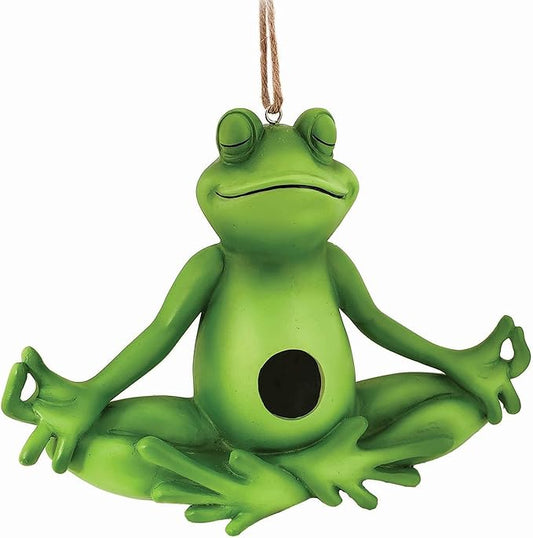 Spoontiques - Birdhouse - Garden Décor - Decorative Bird House for Yard and Garden Decoration - Hanging Novelty for Outdoor Patio - Yoga Frog