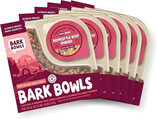 On The Go Dog Food, Homestyle Beef Dinner - 7.5 oz Trays (6 Count), Made in The USA with Real Beef
