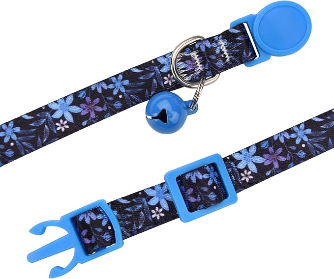 Cat Collar Breakaway with Bells, 3 Pack Girl Boy Pet Cat Collar with Bohemia Floral Tribal Geometric Patterns, Adjustable 7.5-12 Inch, with Safety Buckle for Kitten Cat(Set A)
