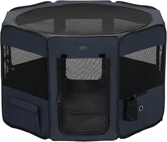 PETSFIT 36" Dog Playpen with Dual Zipper Doors –Sturdy Foldable Puppy Playpen for Medium Dogs with Removable Mesh Top and Leakproof Bottom