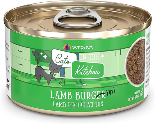 Weruva Cats in The Kitchen, Lamb Burger-ini with Lamb Au Jus Cat Food, 3.2oz Can (Pack of 24)