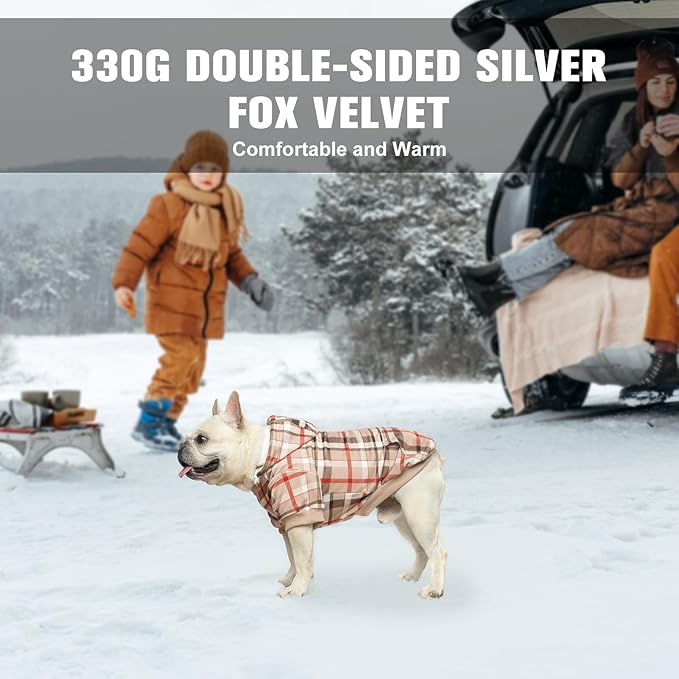 BEAUTYZOO Dog Hoodie Sweaters for Small Medium Large Size Dogs Girls Boys- Premium Quality, Ultra Soft, Superior Comfort Fit, Fleece Lined Hooded Sweatshirt- Cold Weather Pet Clothes Winter Coat,Plaid