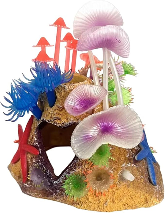 Colourful Coral Cave Fish Tank Rock Decor - Resin Aquarium Plant Ornament for Betta Fish, Shrimp, and Goldfish Tanks (color1)