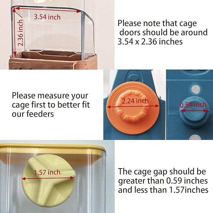 Automatic Bird Feeder for Cage, No Mess Automatic Bird Feeder Water Dispenser Set Acrylic Parrot Food Container Drinker Cage Accessories for Small Birds Canary Parakeet Finch Cockatiel Lovebirds